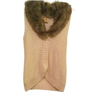 Like, Love cotton faux fur collar vest. Tan Size XL